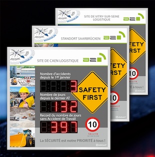 Occupational safety displays for various sites